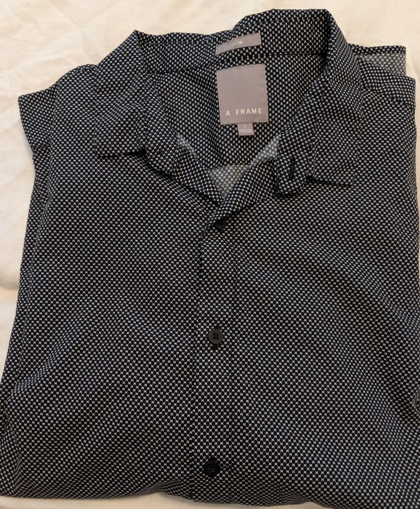 NWOT Stitchfix black w/white men's button up